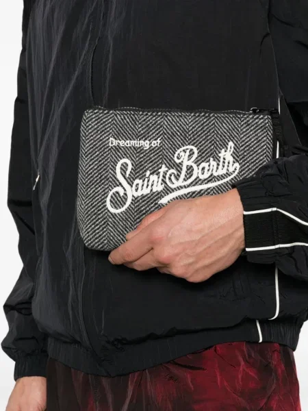 Căciulă Mc2 Saint Barth cu broderie cu model herringbone gri