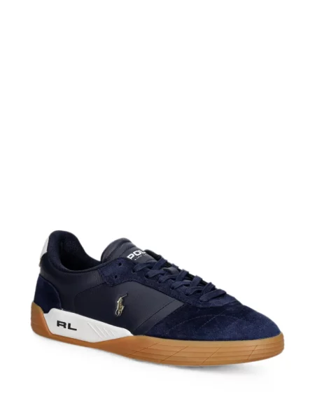 Papuci Polo Ralph Lauren din piele cu autograf cu cordon albastru