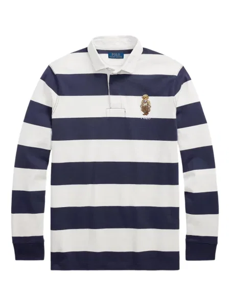 Ριγέ polo Polo Ralph Lauren με κουκούλα με αυτόγραφο λευκό