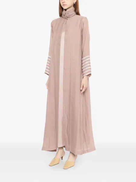 Rochie maxi Shatha Essa cu model floral de costum maro