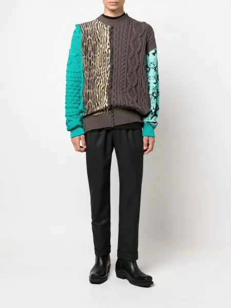Sweter Roberto Cavalli z okrągłym dekoltem niebieski