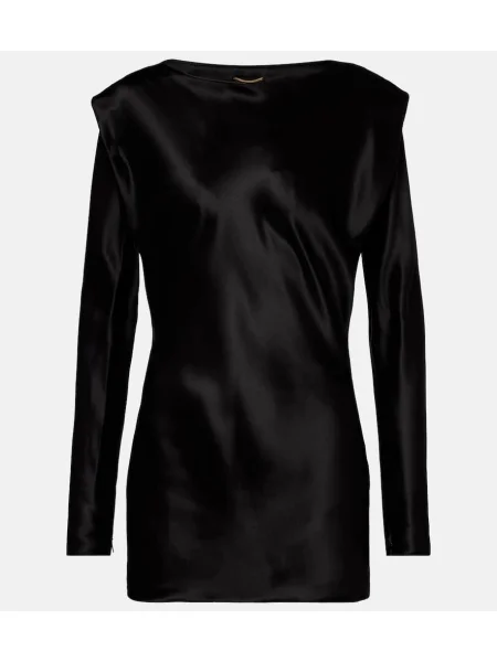 Top Saint Laurent din satin negru