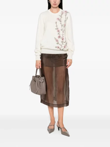 Pulover Costarellos cu model floral alb