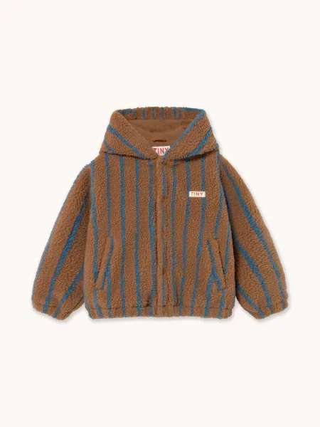Tinycottons кофта на застібці з капюшоном дитяча флісова LINES SHERPA HOODIE