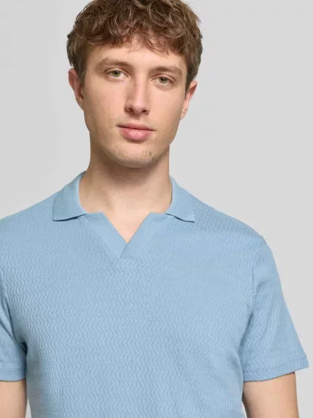 Koszulka polo o kroju regular fit ze strukturalnym wzorem model Heskild' Blend niebieskie