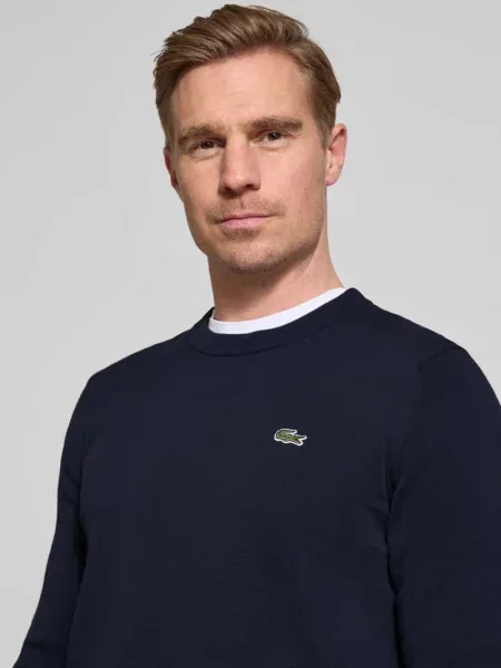 Sweter o kroju regular fit z mieszanki bawełny Lacoste niebieski
