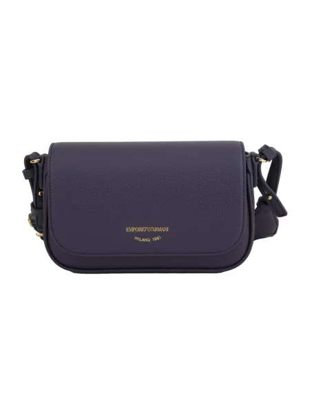 Lniana torebka Emporio Armani z nadrukiem fioletowa