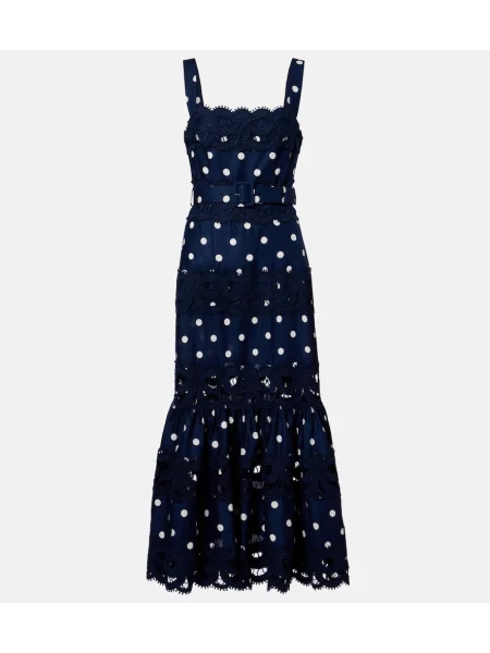 Rochie midi Self-portrait de in cu buline albastru