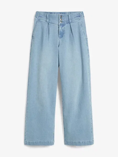Jeansy wide leg high waist z wygodną talią niebieskie