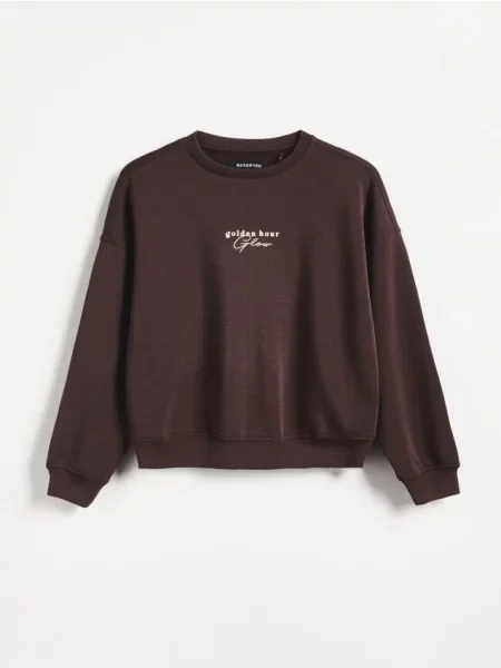 Reserved Bluza z modalem ciemnobrązowy