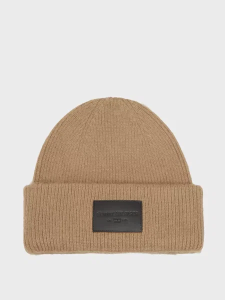 Кожаная шапка Tommy Hilfiger бежевая