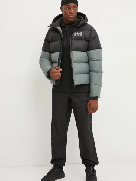 Pulover Helly Hansen zelena s kapuco črna