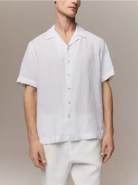 Reserved Cămașă regular fit din in alb
