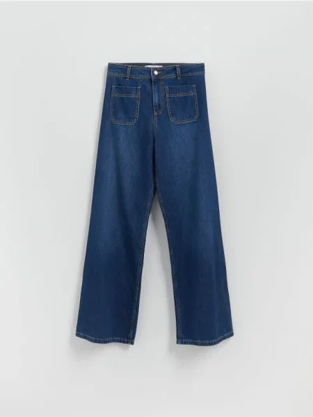 Reserved Джинси широкого крою з накладними синій