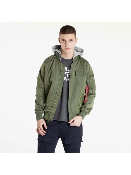 Geacă Alpha Industries Inc. cu glugă verde