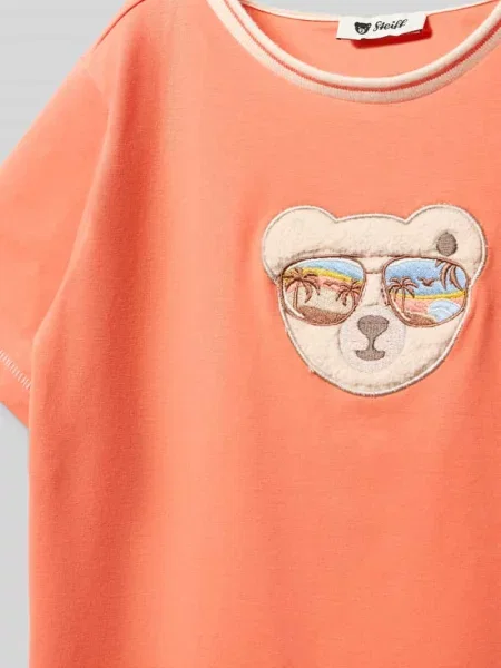 T-shirt w kroju regular fit z haftowanym logo Steiff
