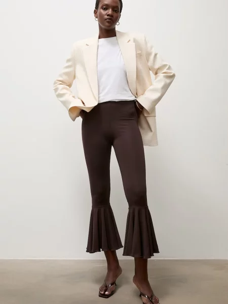 Answear.LAB pantaloni evazați flare pentru femei cu vâscoză maro