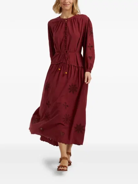 Rochie midi Chinti & Parker cu broderie roșu