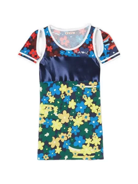 Rochie tip cămașă Marni cu model floral cu imagine albastru