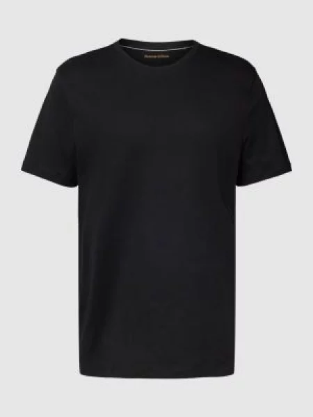 T-shirt z prążkowanym okrągłym dekoltem Christian Berg Men czarna