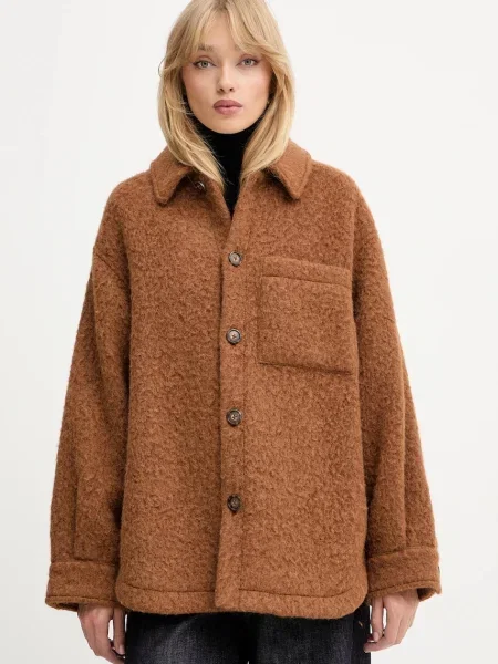 MAX&Co. płaszcz z dodatkiem wełny brązowy