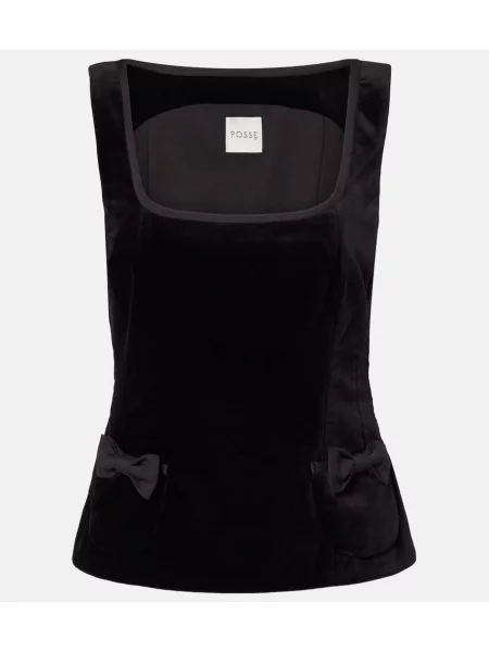Top Posse cu funde de catifea negru