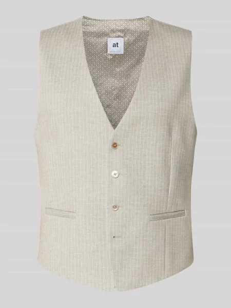 Kamizelka z dekoltem w serek i z lamówką Atelier Torino beżowa