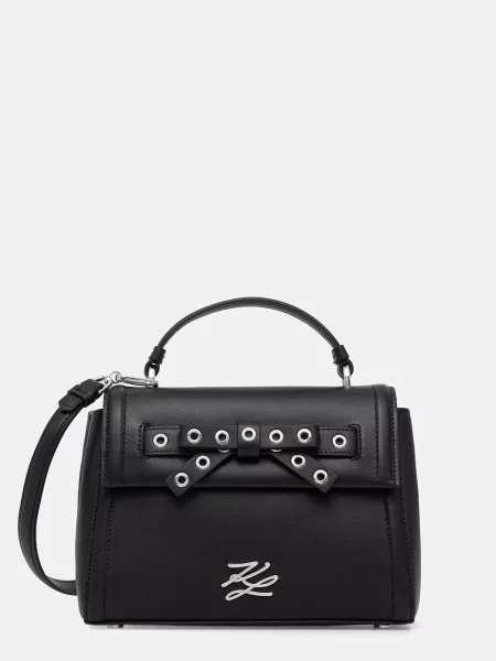 Geanta crossbody Karl Lagerfeld din piele cu autograf negru