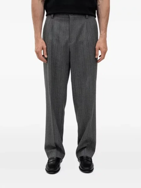 Pantaloni Hugo cu model herringbone gri
