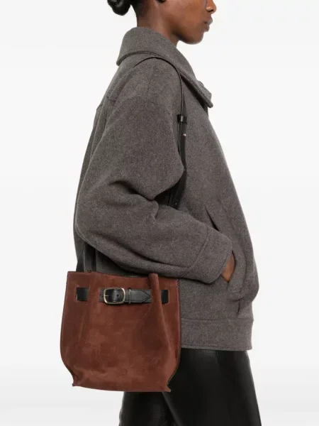 Τσάντα Paul Smith σουέτ με αγκράφα καφέ