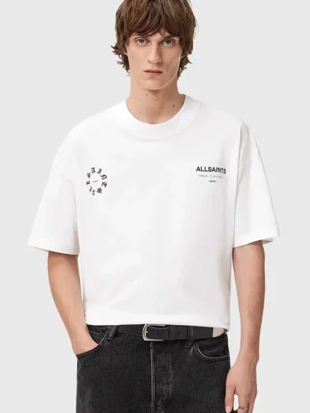 AllSaints tricou din cu imprimeu alb