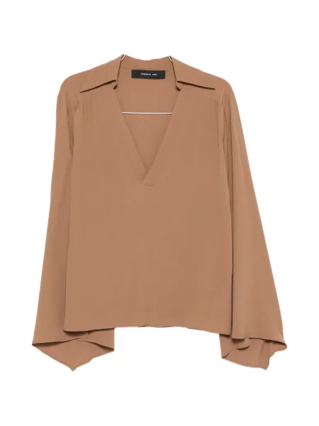 Bluzka Federica Tosi z dekoltem w serek brązowa