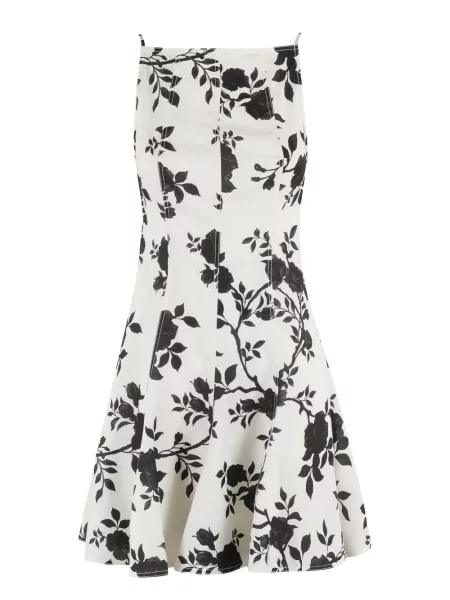Rochie mini Self-portrait cu model floral cu imagine de costum alb