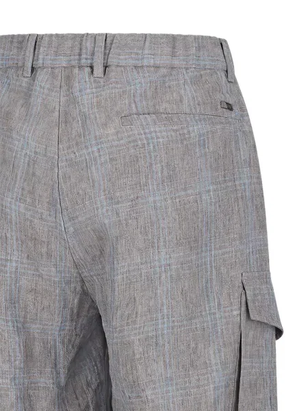 Pantaloni scurți cargo Herno în carouri gri