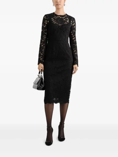 Rochie maxi Dolce & Gabbana cu mâneci lungi lungă de costum negru