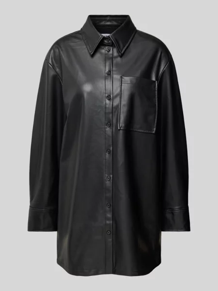 Bluzka koszulowa o długim kroju model ‘Aleya’ Edited czarna