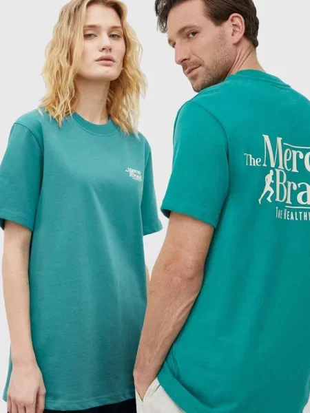 Тениска The Mercer Brand The Heavy Tee с принт зелено