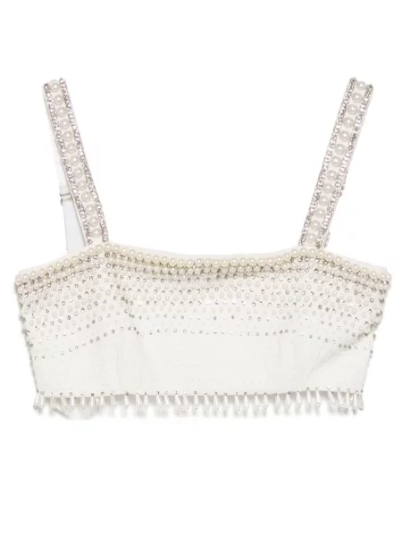 Vestă Elisabetta Franchi cu perle alb