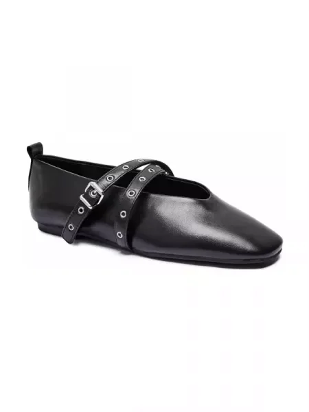 Tommy Jeans De piele balerini MARYJANE negru