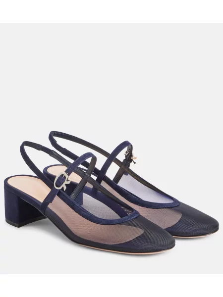 Usnjene salonarji Gianvito Rossi z odprtimi petami modra