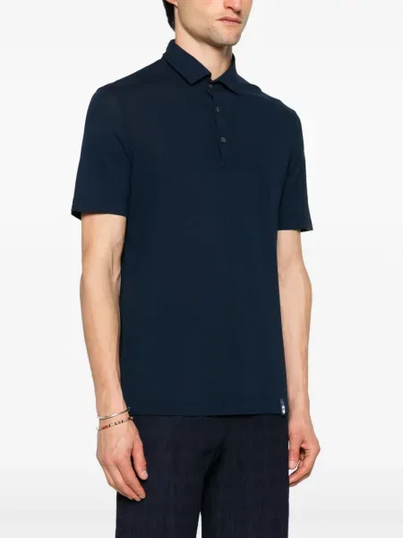 Поло тениска Drumohr от джърси синьо