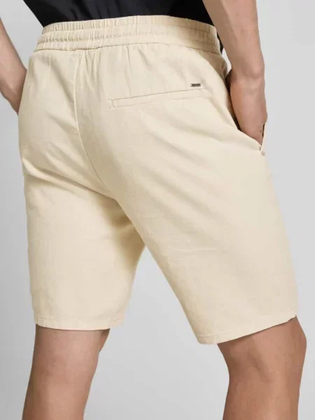 Szorty z mieszanki bawełny i lnu model ‘LINUS’ Only & Sons beżowe