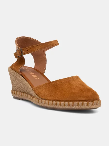 Verbenas espadrilky na platforme dámske semišové MALENA SERRAJE/TAN hnedá