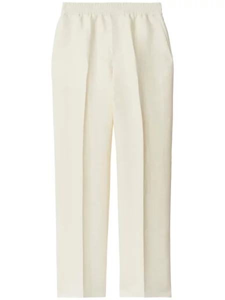 Pantaloni Burberry din canvas alb