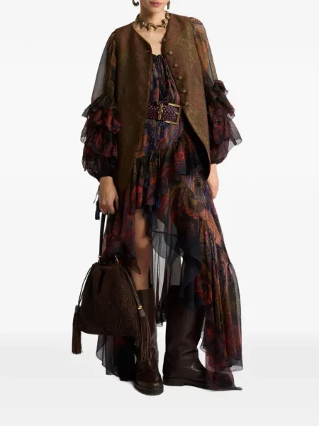 Vestă Etro de lână cu model paisley maro