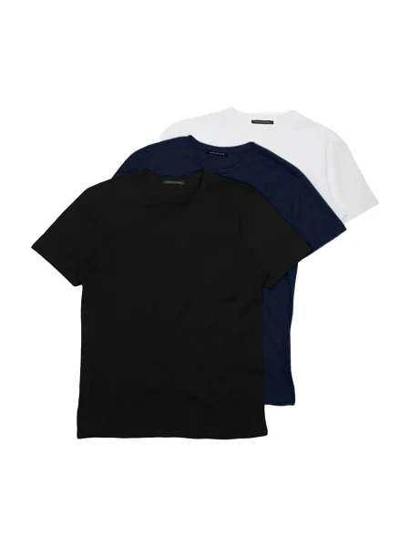 Trendyol Tricou bleumarin / negru alb