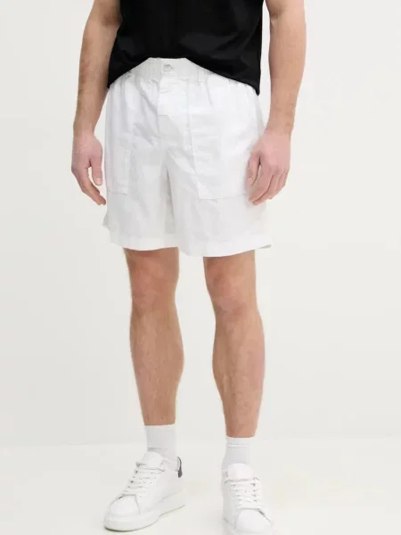 Calvin Klein Jeans pantaloni scurți din amestec de in alb