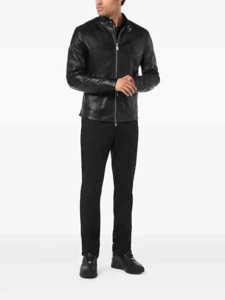 Geanta de piele Billionaire cu broderie negru