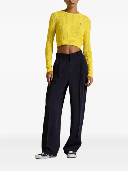 Polo Polo Ralph Lauren z twillu do kolan plisowane żółte