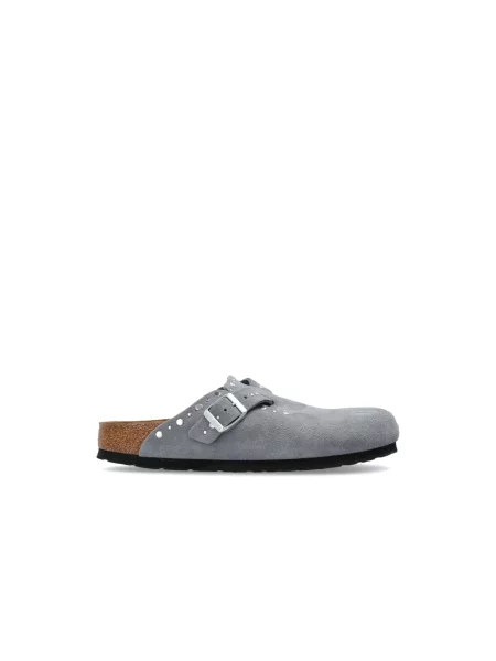 Klapki Birkenstock zamszowe niebieskie